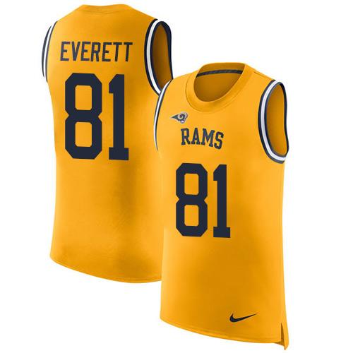 Nike Rams #81 Gerald Everett Gold Men's Stitched NFL Limited Rush Tank Top Jersey